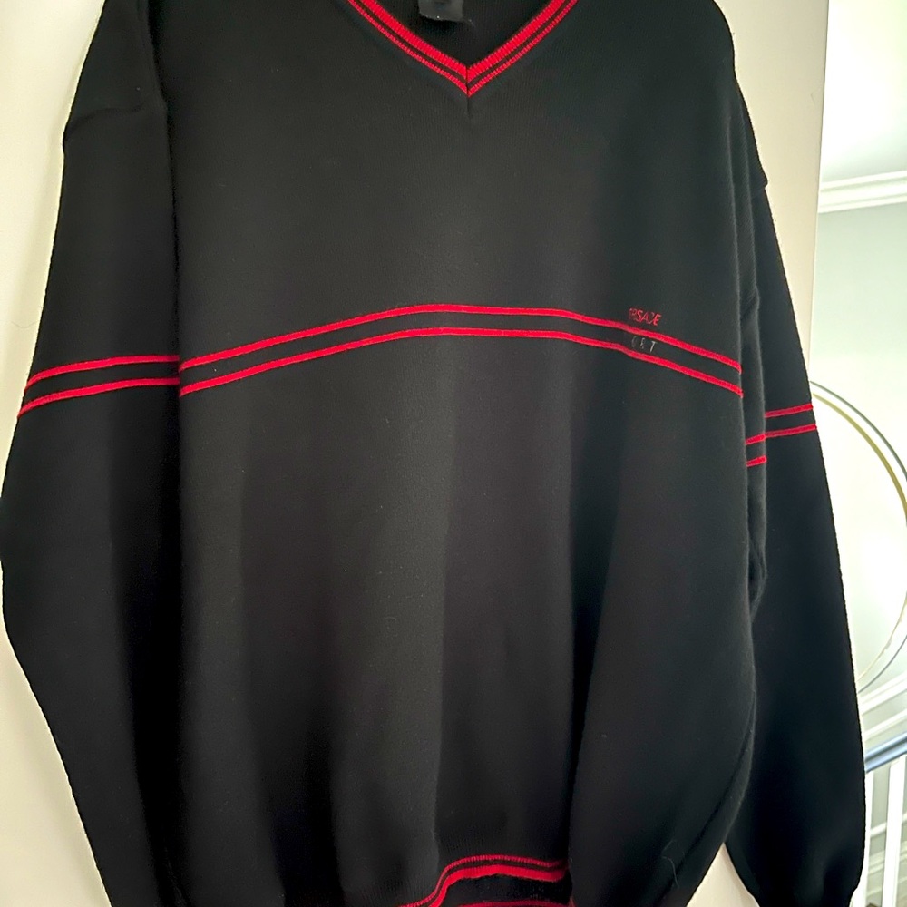 Vintage Men’s Versace Sport black v-neck sweater size XXL